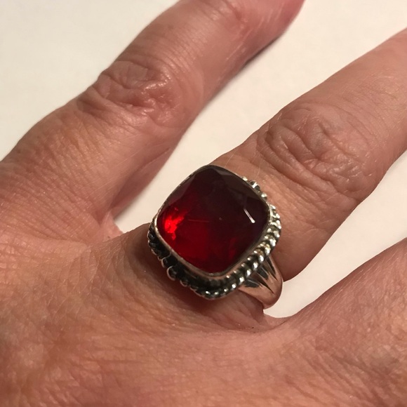 Garnet 925 Sterling Silver Ring - Picture 1 of 4